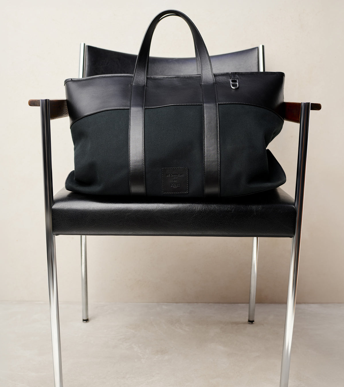 Shopper Le Tanneur x HAST zum Tragen in der Hand aus Glattleder und Baumwollstoff