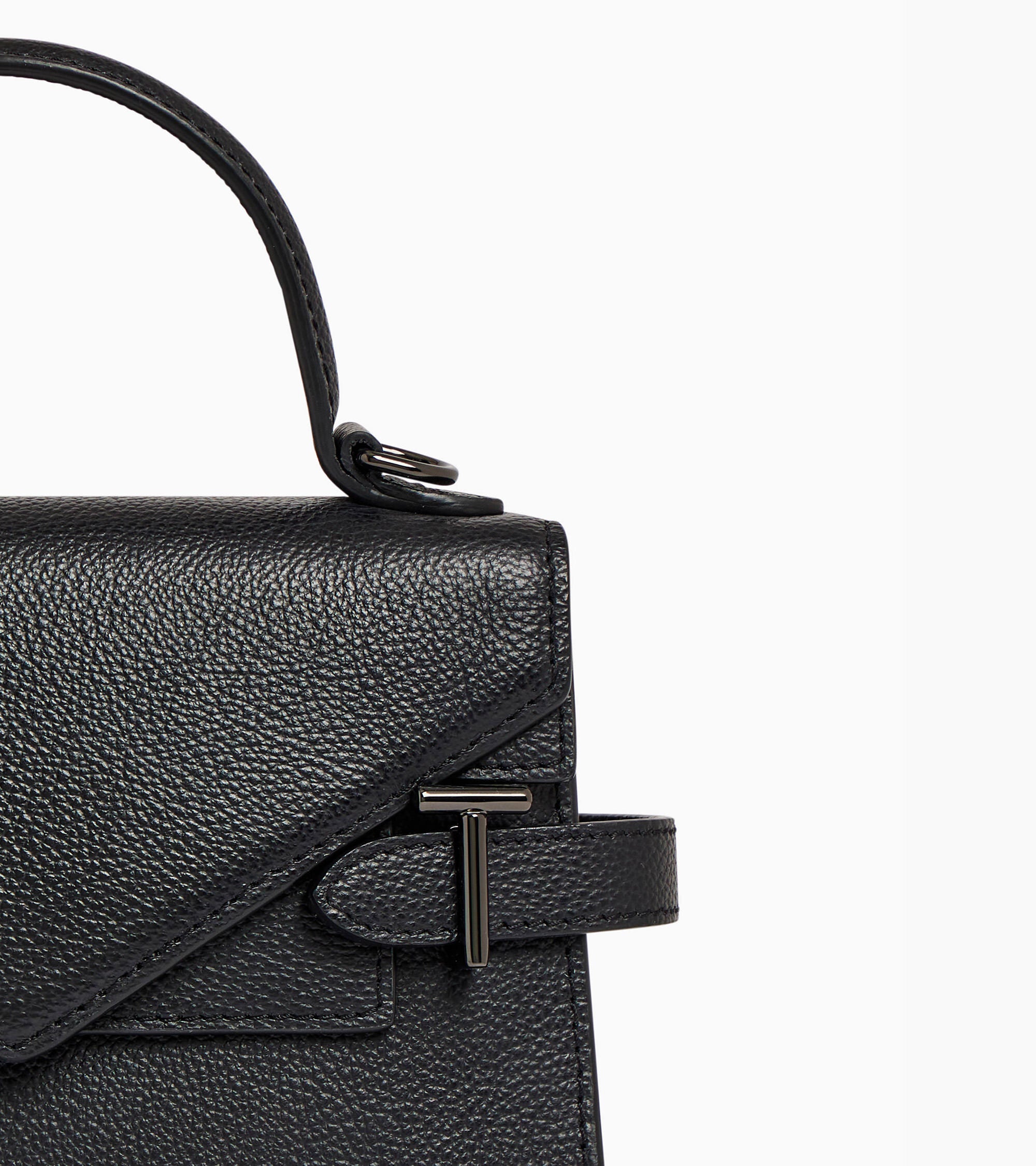 Kleine Handtasche Emilie aus genarbtem Leder mit Doppelklappe