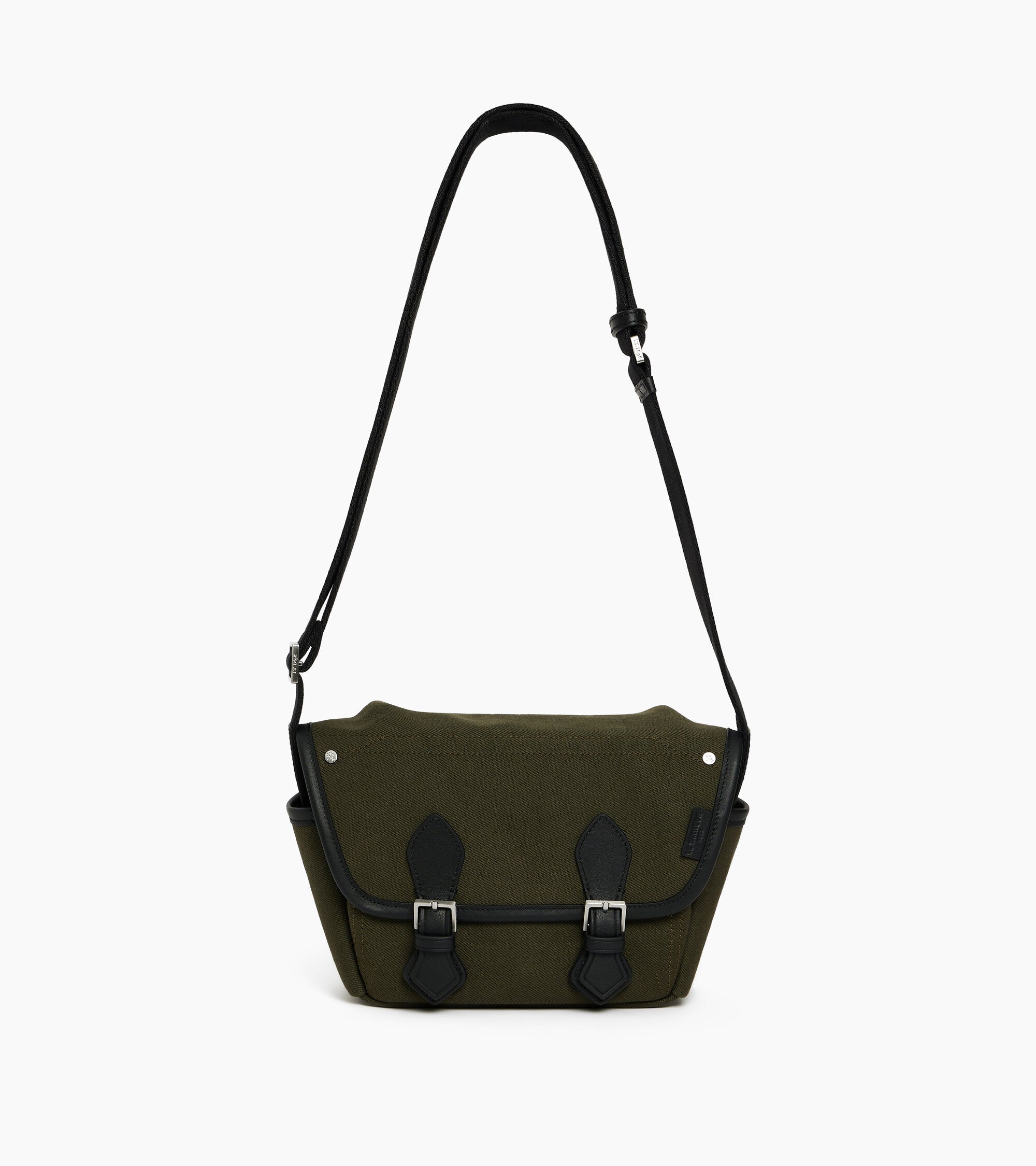 Solveig コットンキャンバス&スムースレザー スモール ショルダーバッグ