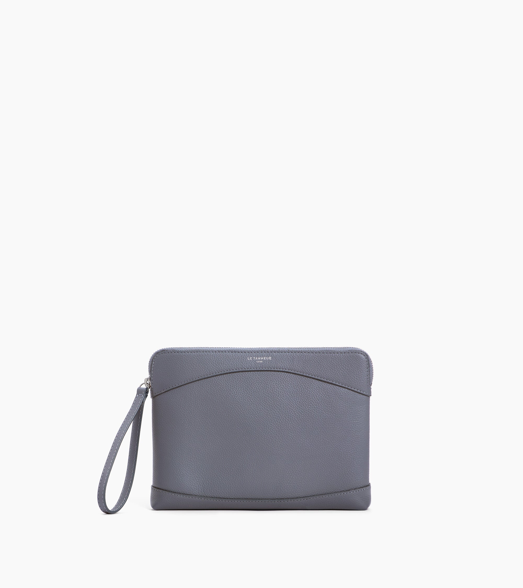 Bolso de mano con cremallera de cuero granulado