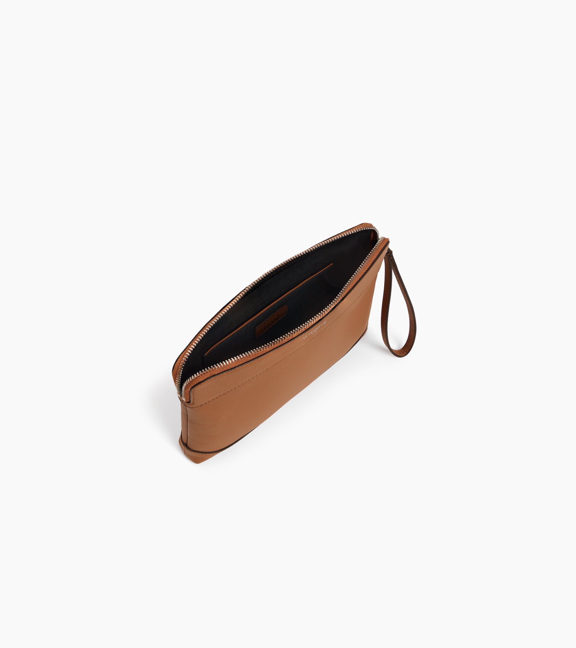 Bolso de mano con cremallera de cuero granulado