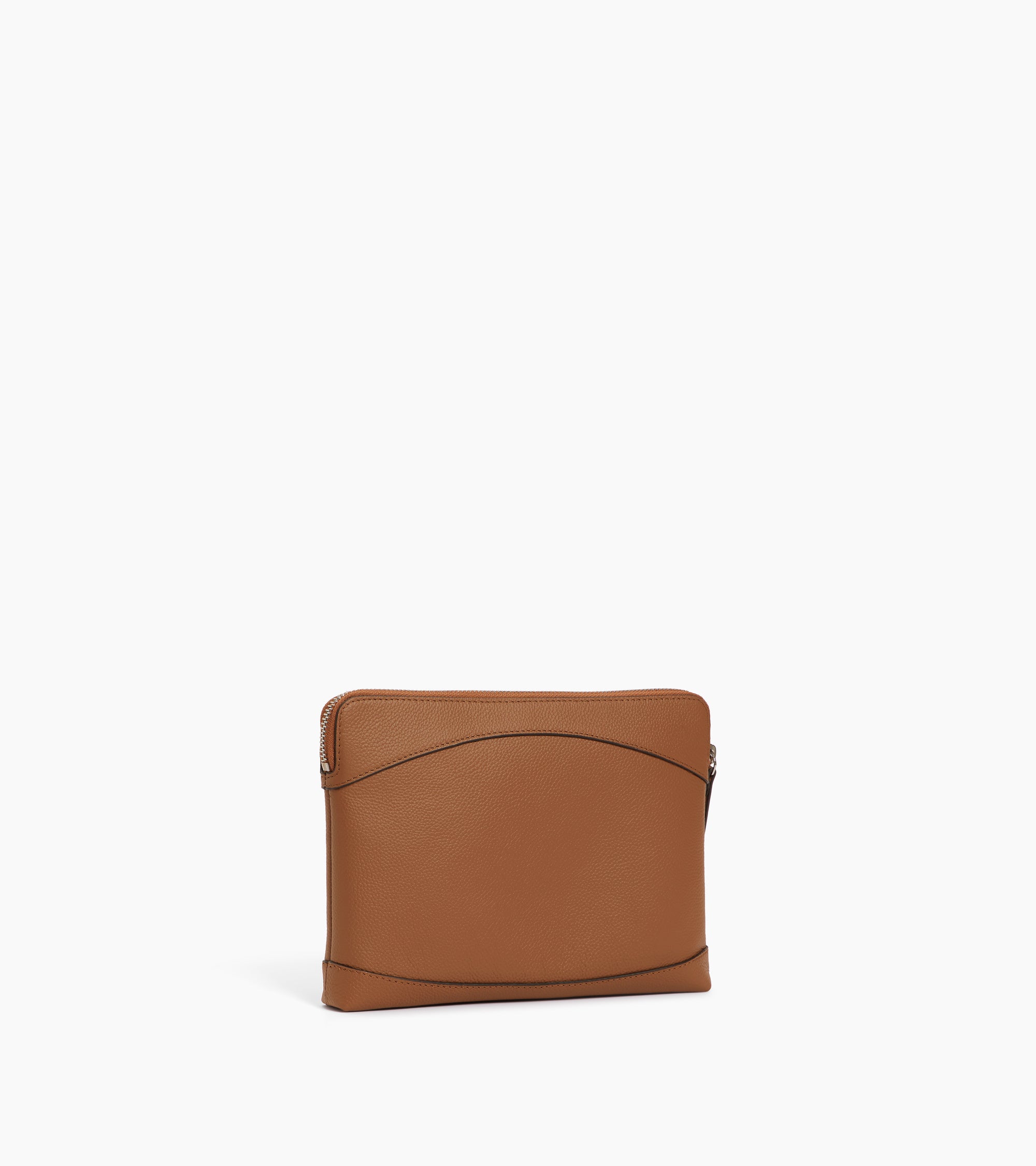 Bolso de mano con cremallera de cuero granulado