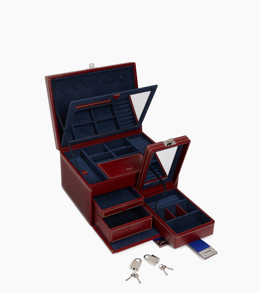 Grande boîte à bijoux en cuir