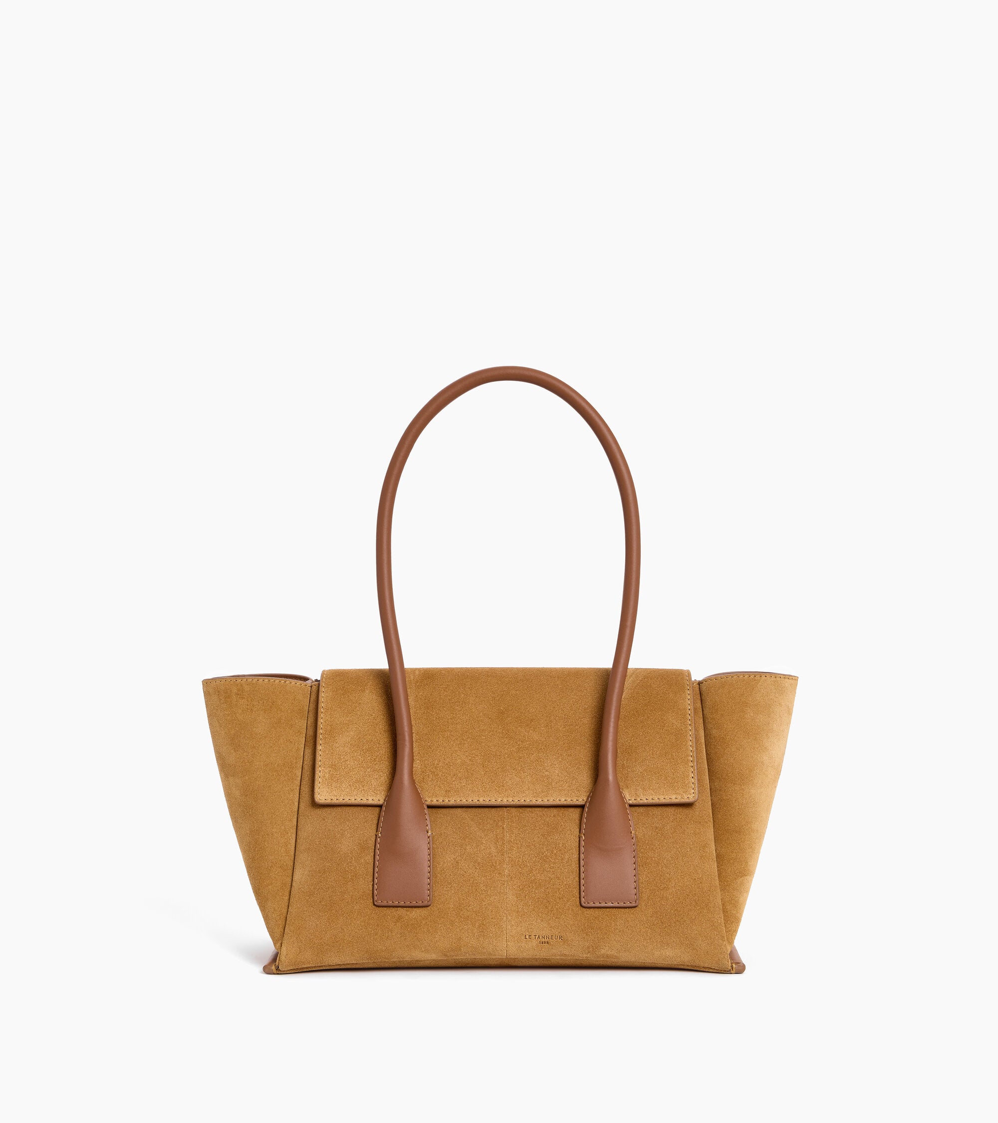 Mittelgroße Cabas-Tasche mit Klappe Elena aus Velours-Spaltleder