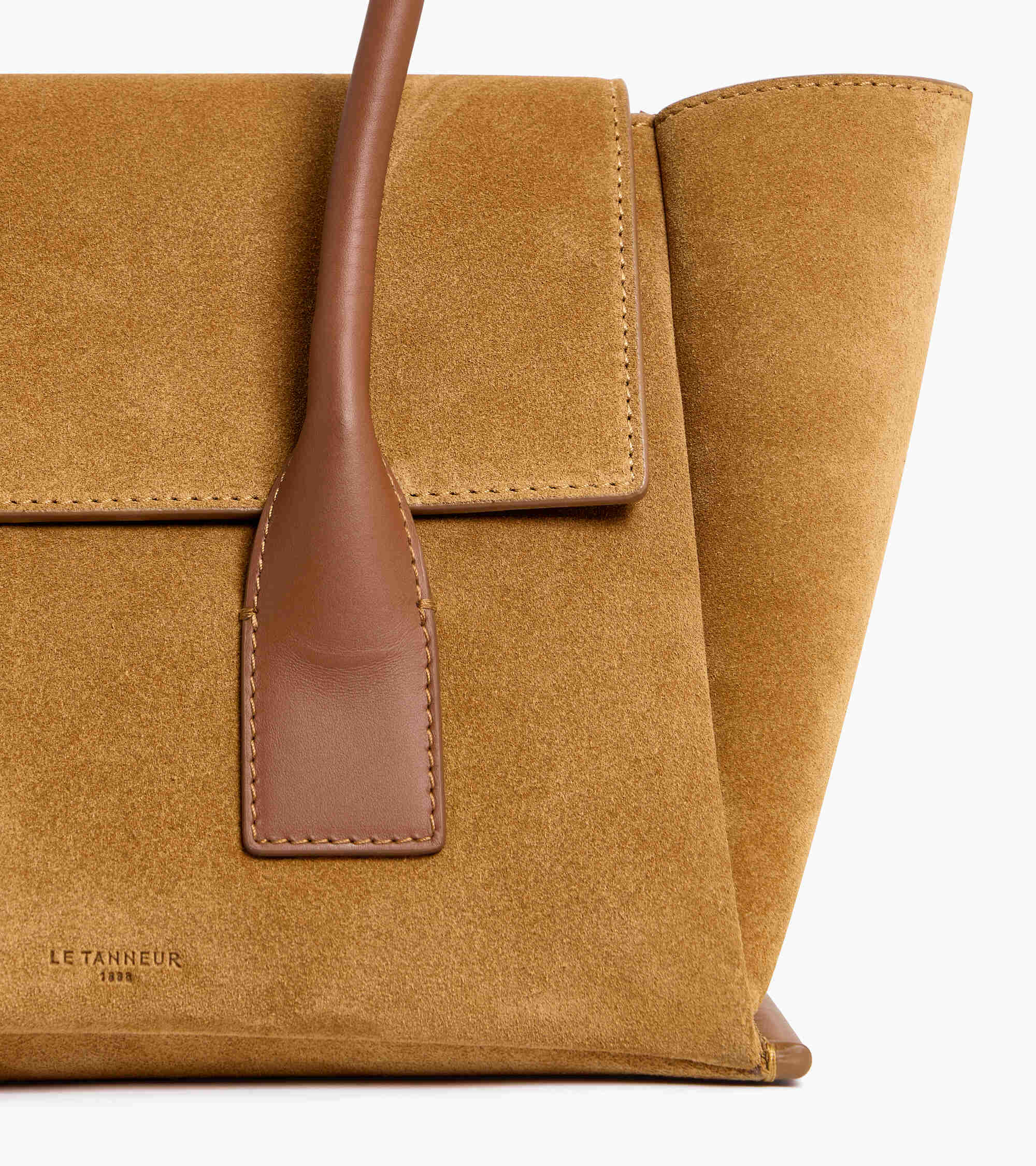 Mittelgroße Cabas-Tasche mit Klappe Elena aus Velours-Spaltleder