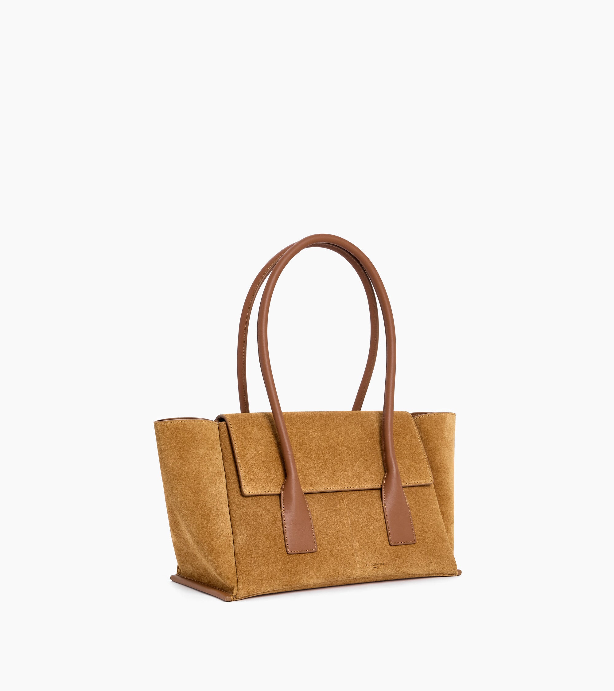 Mittelgroße Cabas-Tasche mit Klappe Elena aus Velours-Spaltleder