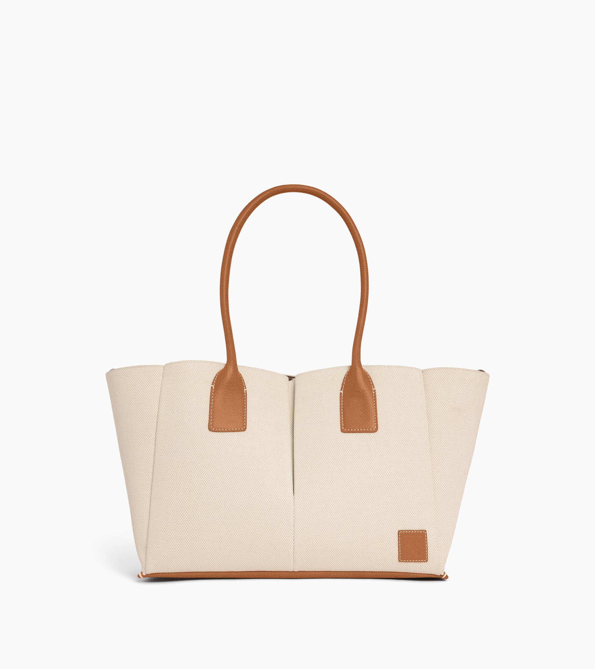 Grand sac cabas Elena en toile coton et cuir grainé
