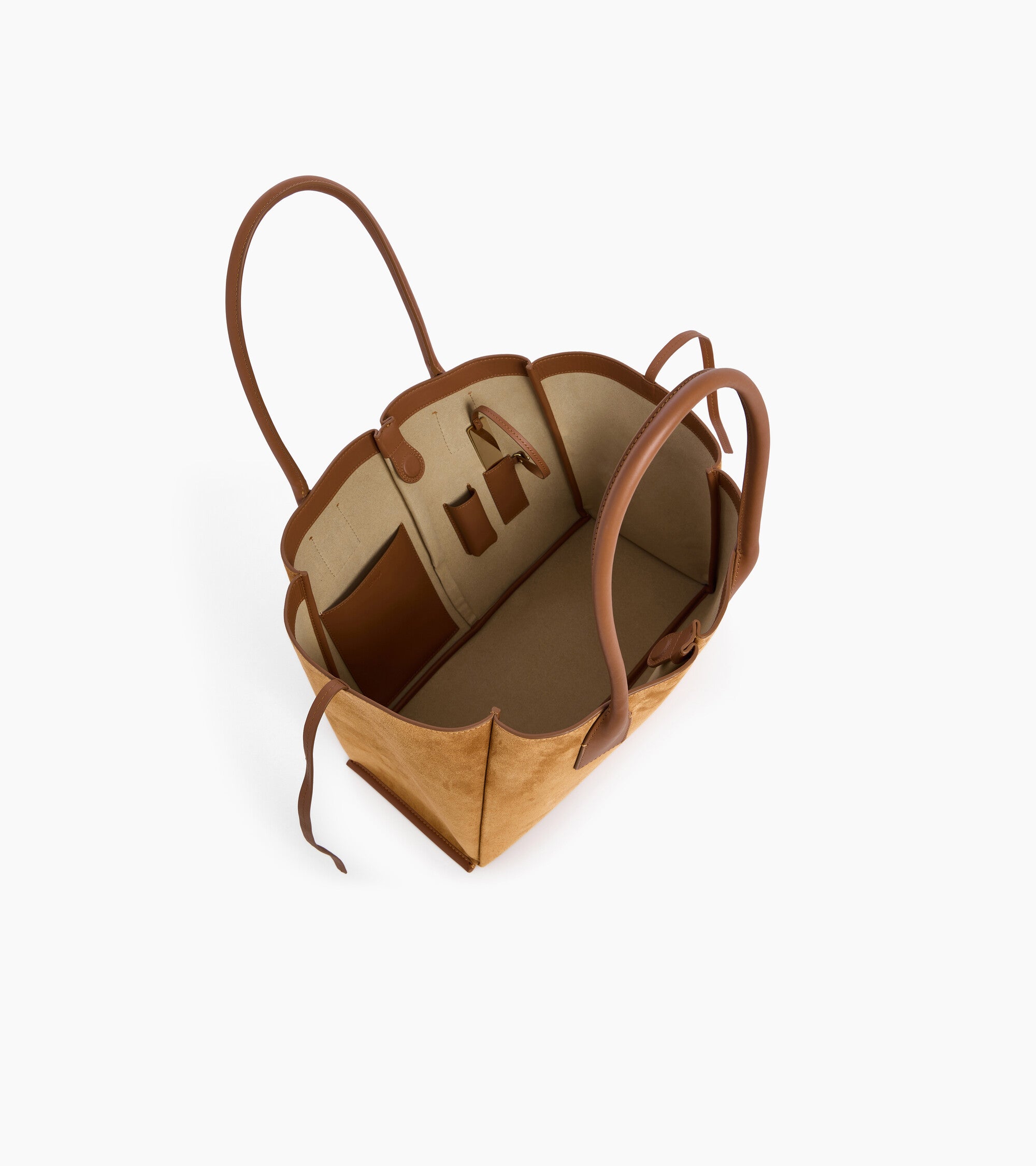 Große Cabas-Tasche Elena aus Velours-Spaltleder