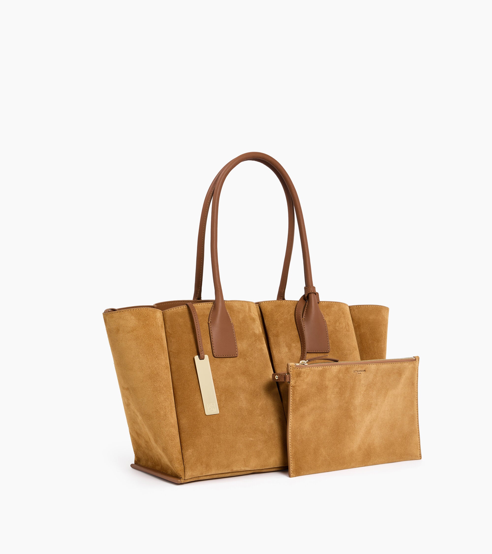 Große Cabas-Tasche Elena aus Velours-Spaltleder