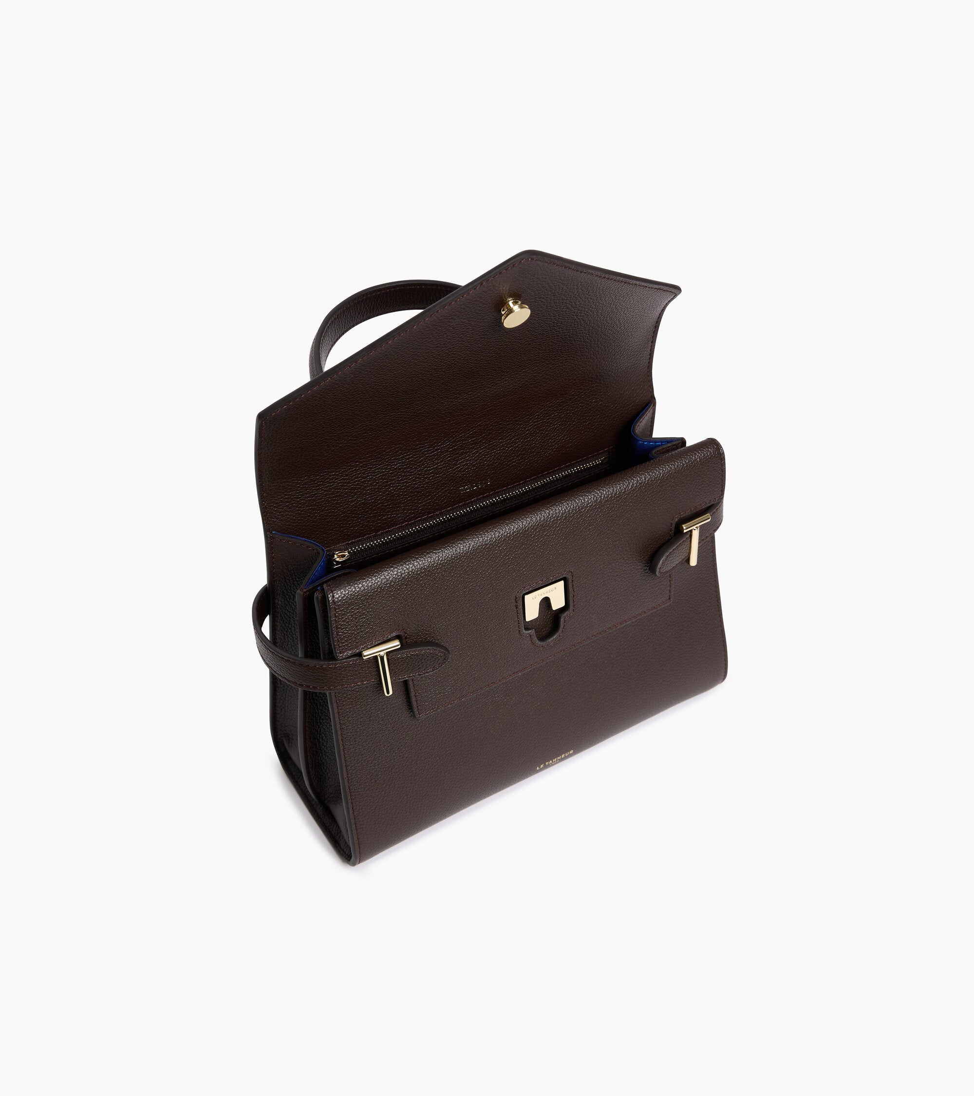 Sac à main double rabat moyen modèle Emilie en cuir grainé