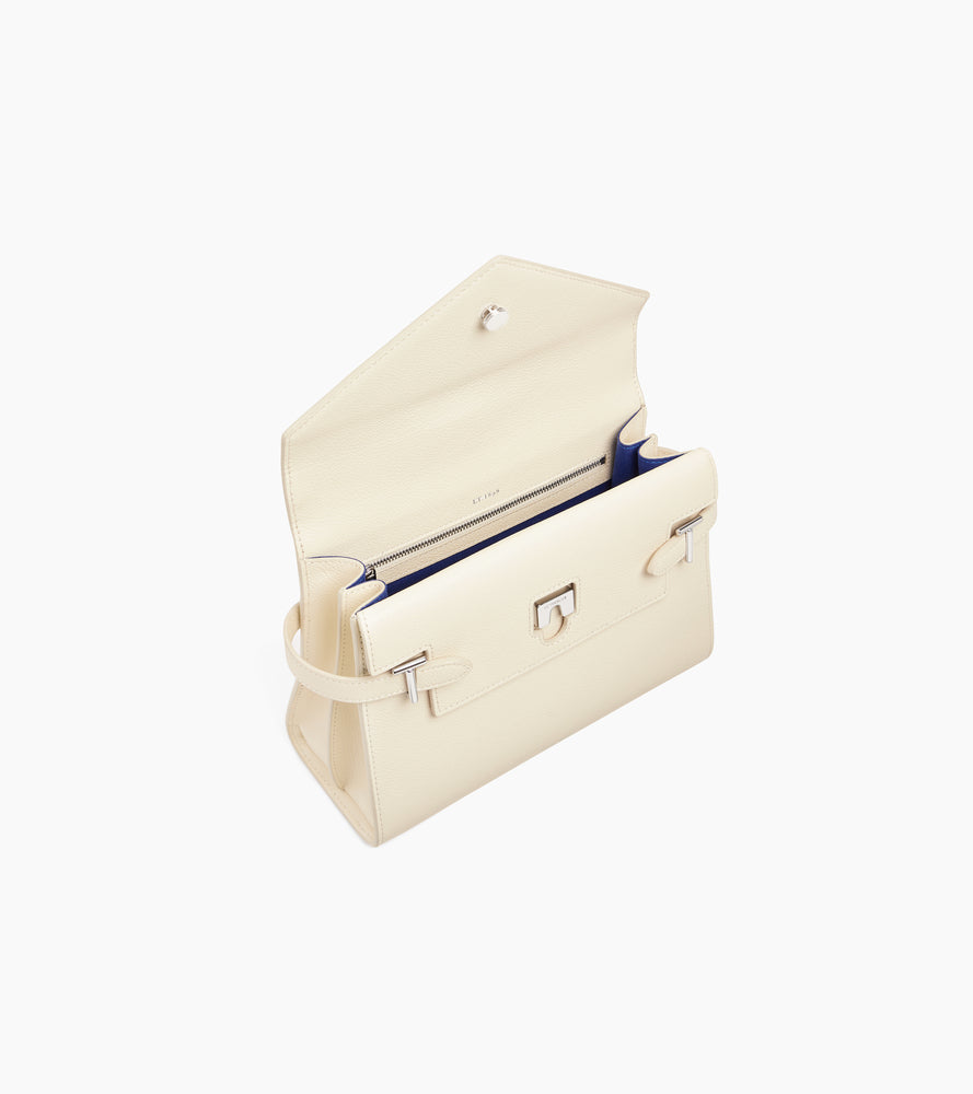 Sac à main double rabat moyen modèle Emilie en cuir grainé