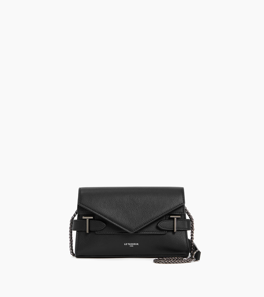 Emilie double flap grained leather small pouch