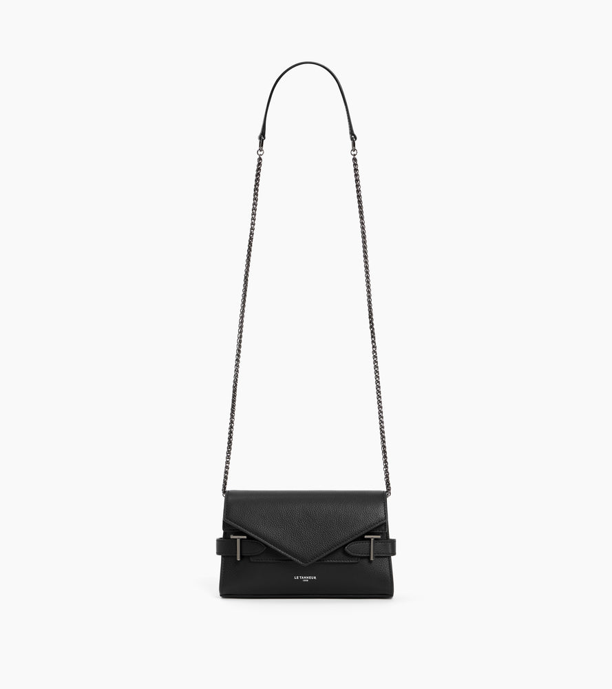 Emilie double flap grained leather small pouch