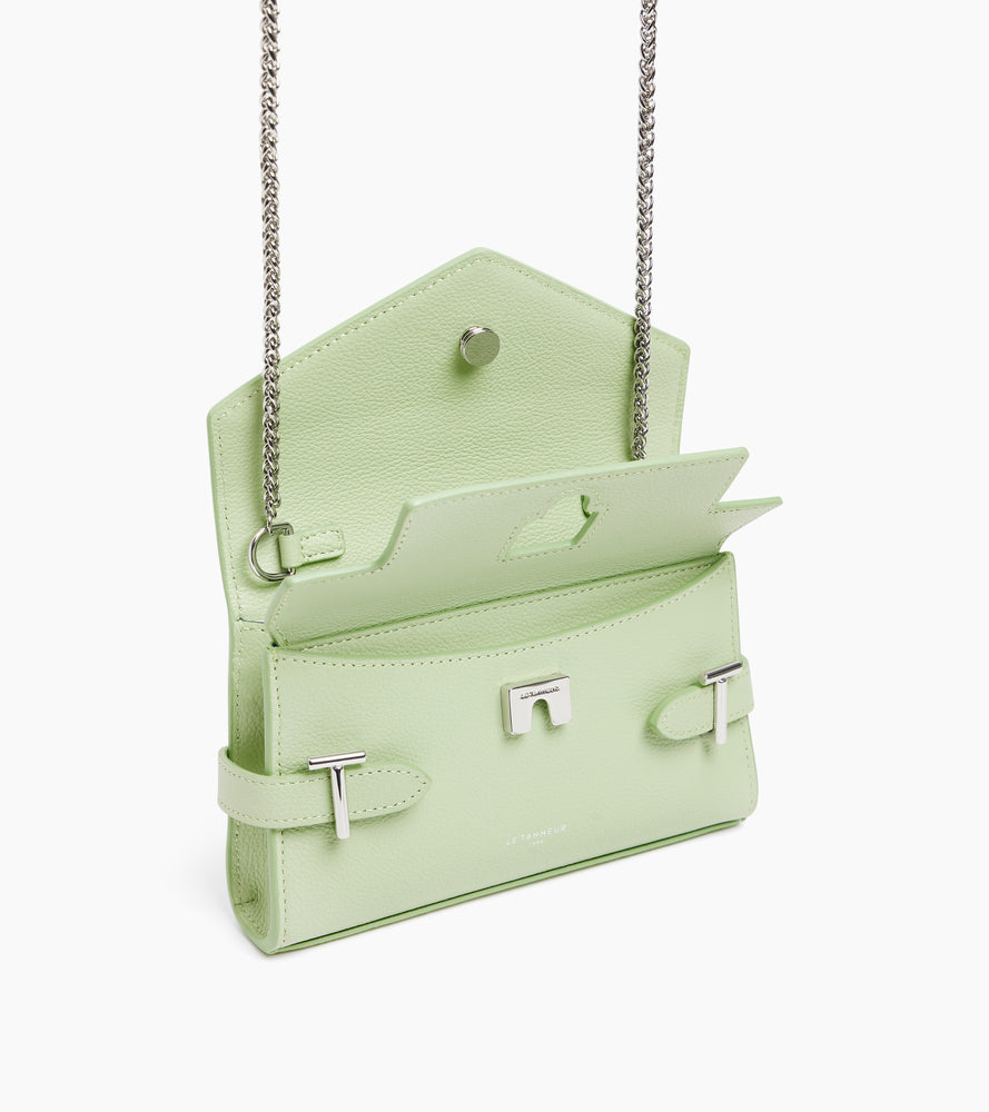 Sac pochette avec bandoulière double rabat Emilie en cuir grainé