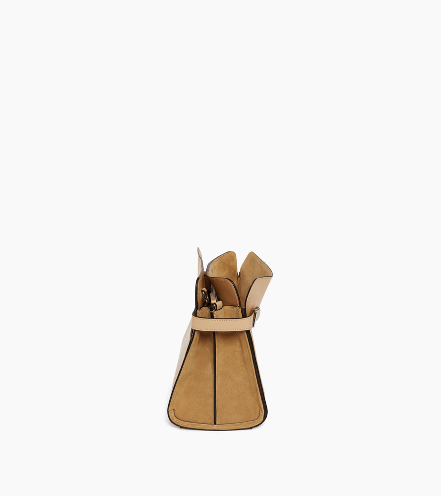 Sac porté épaule grand modèle Emie en cuir lisse et nubuck