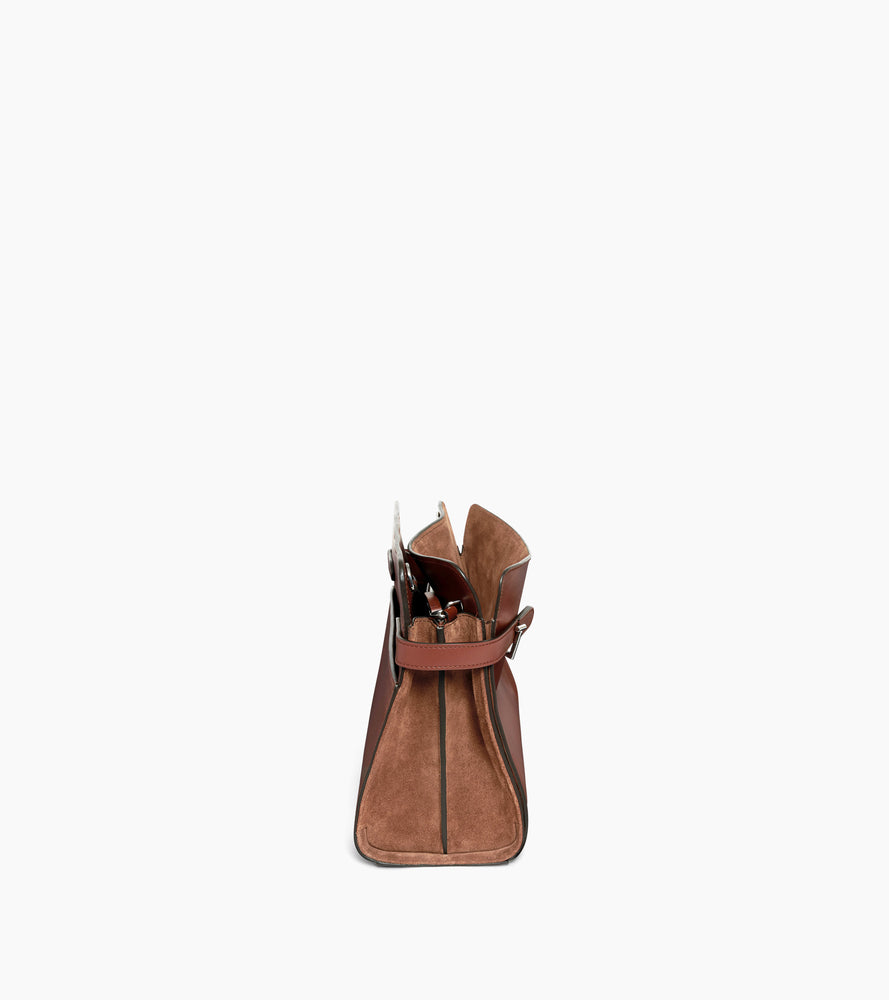 Sac porté épaule grand modèle Emie en cuir lisse et nubuck