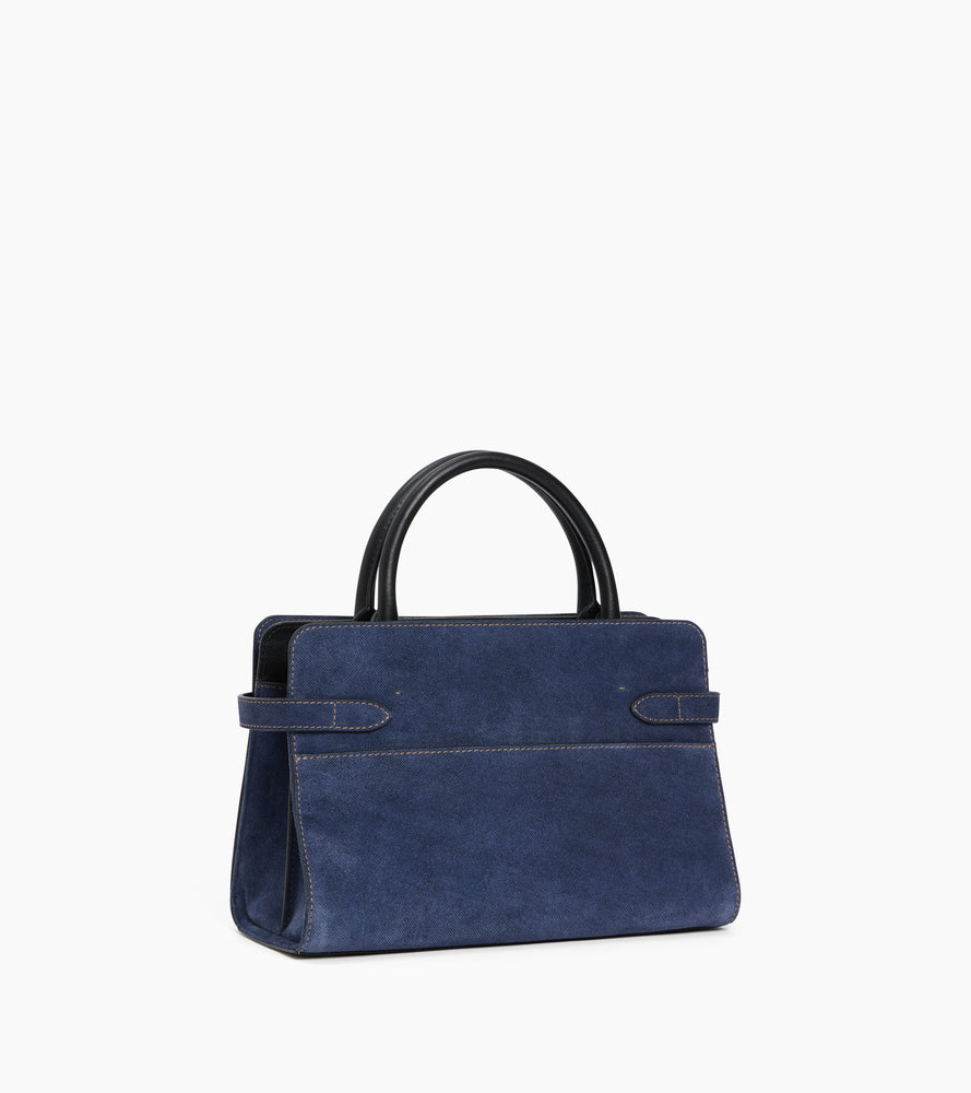 Emie medium handbag in denim-effect suede leather