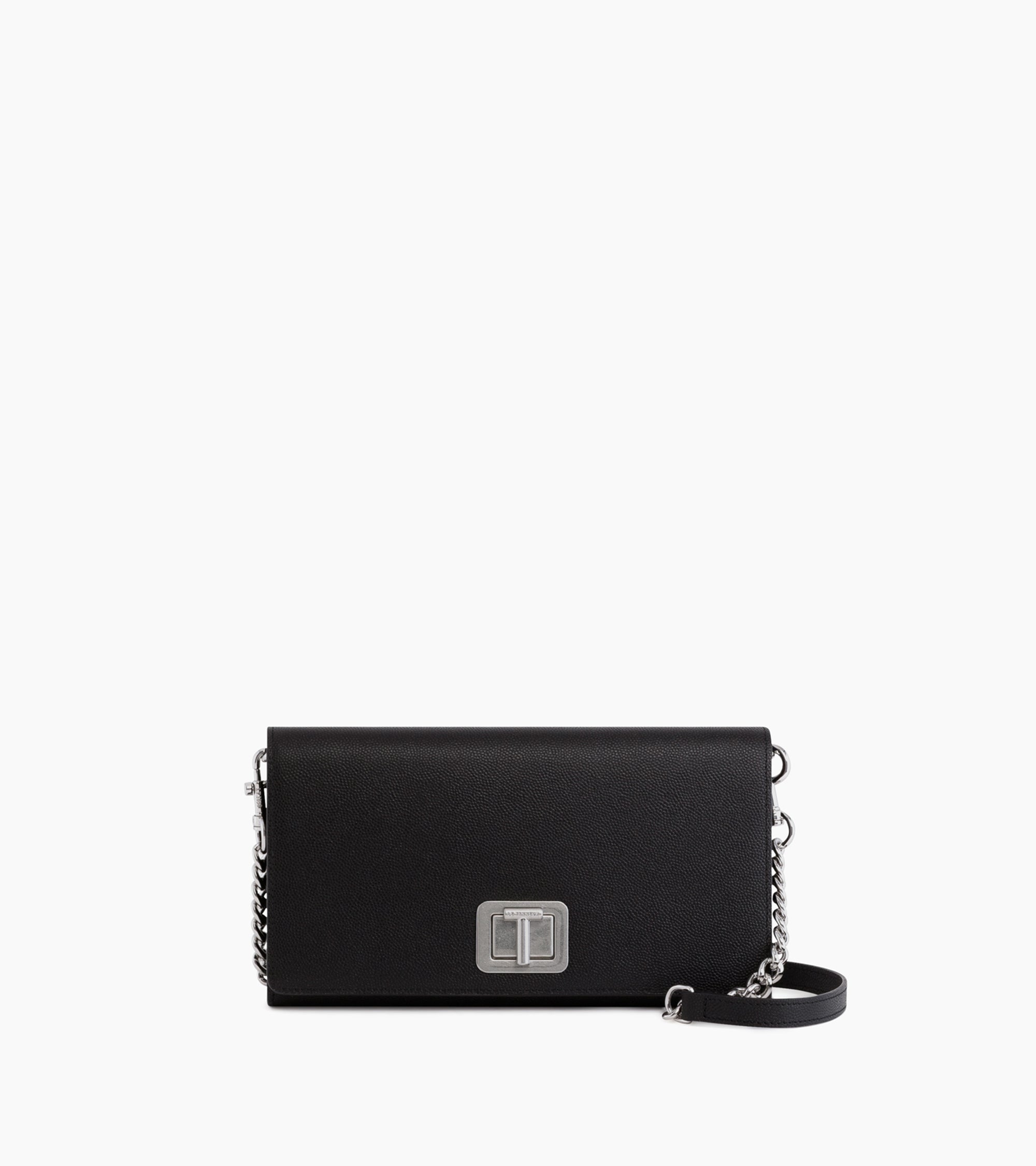 Pochette tout en un avec bandoulière amovible Eva en cuir grain caviar