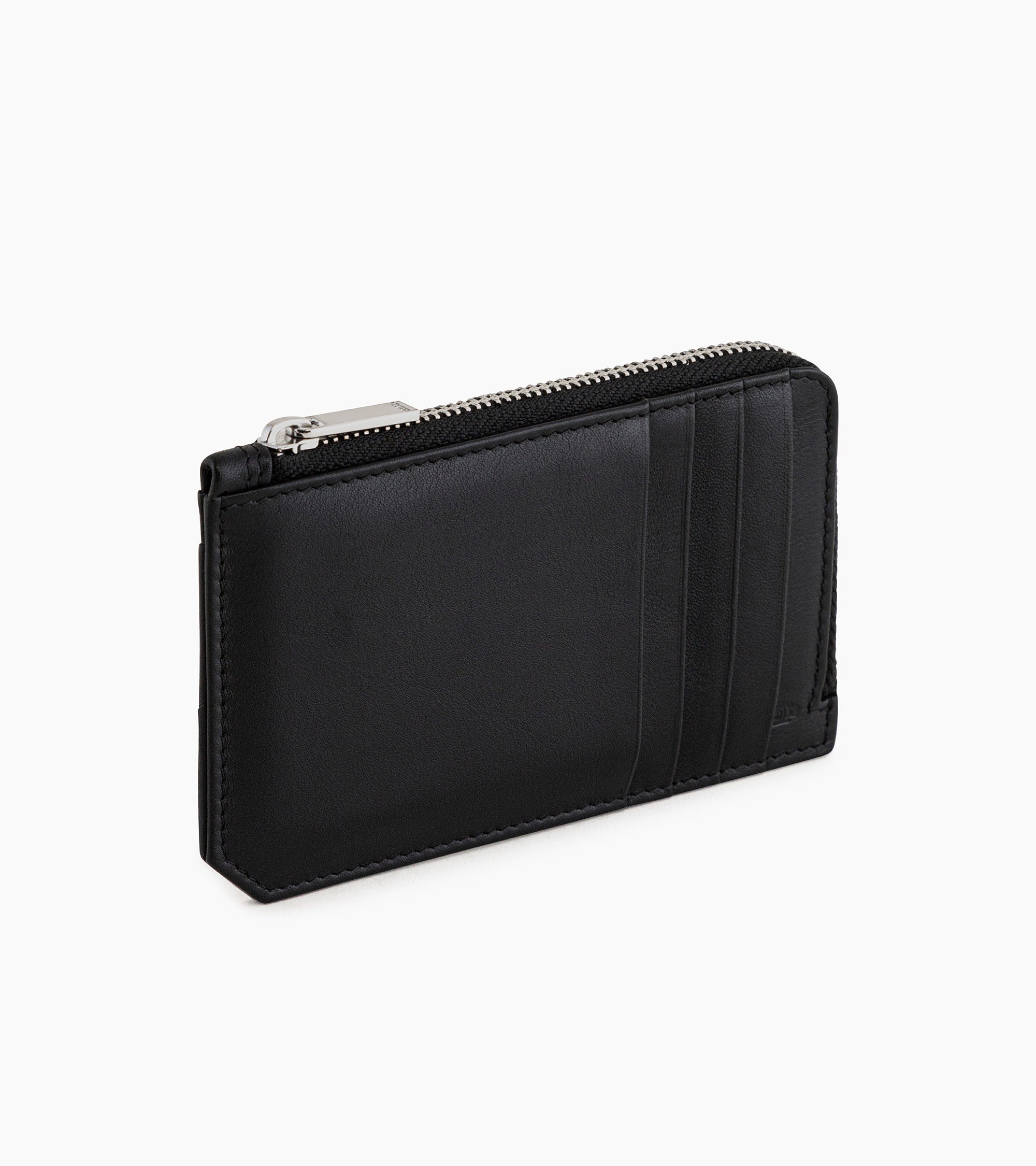 Porte cartes zip en L Georges en cuir lisse