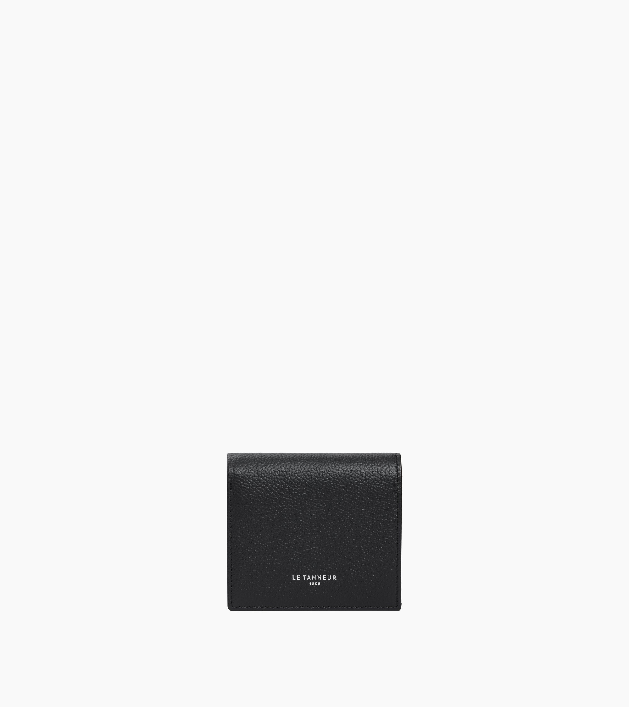 Lucien box-style coin purse with banknote pocket in grained leather