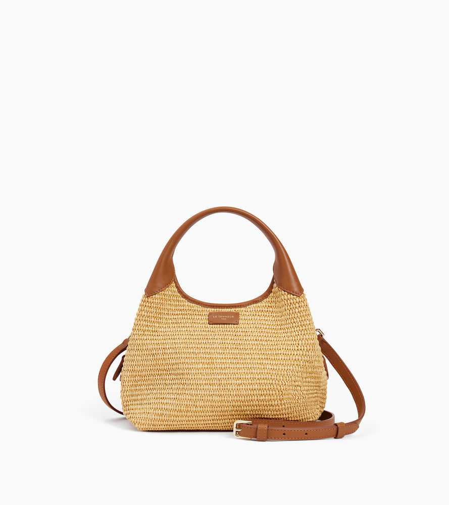 Petit sac à main Juliette effet raphia et cuir lisse