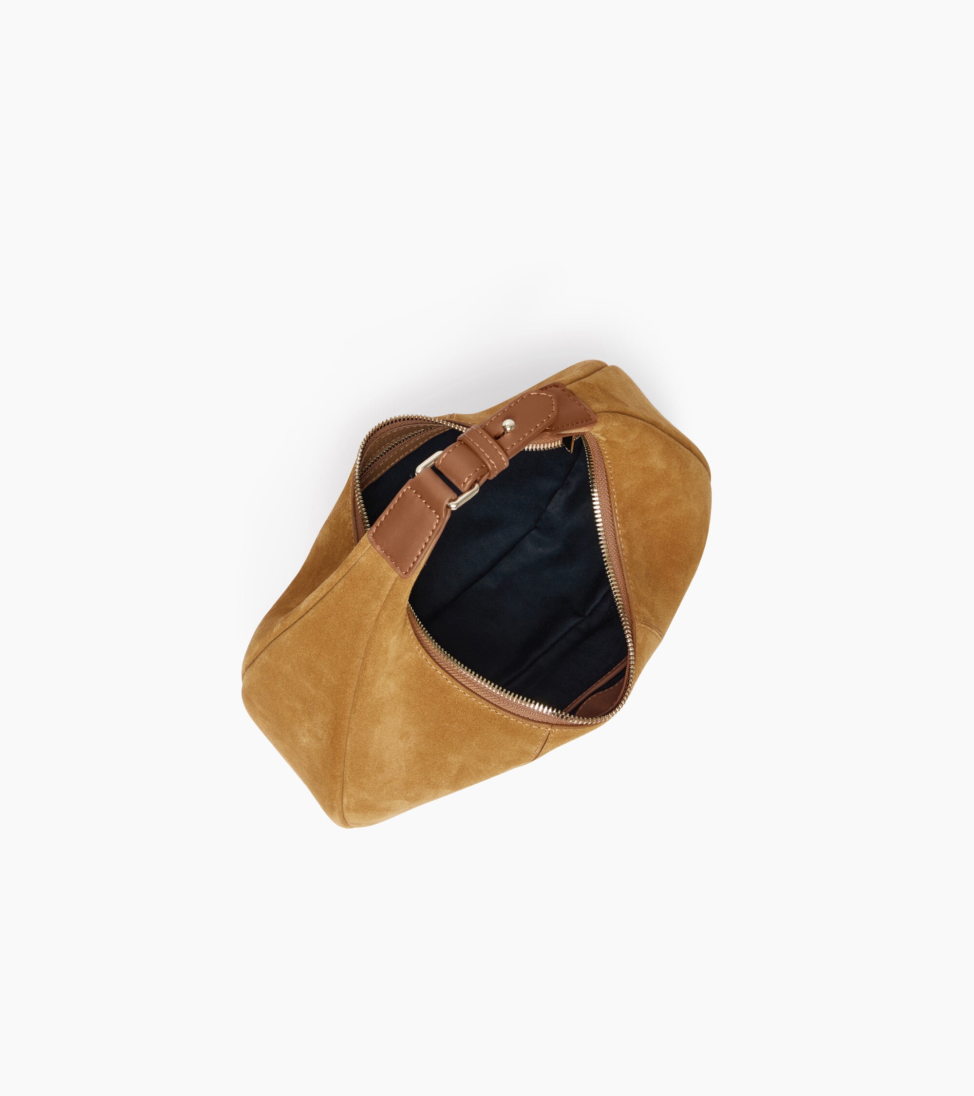 Bolso hobo pequeño Juliette de piel serraje con acabado de terciopelo