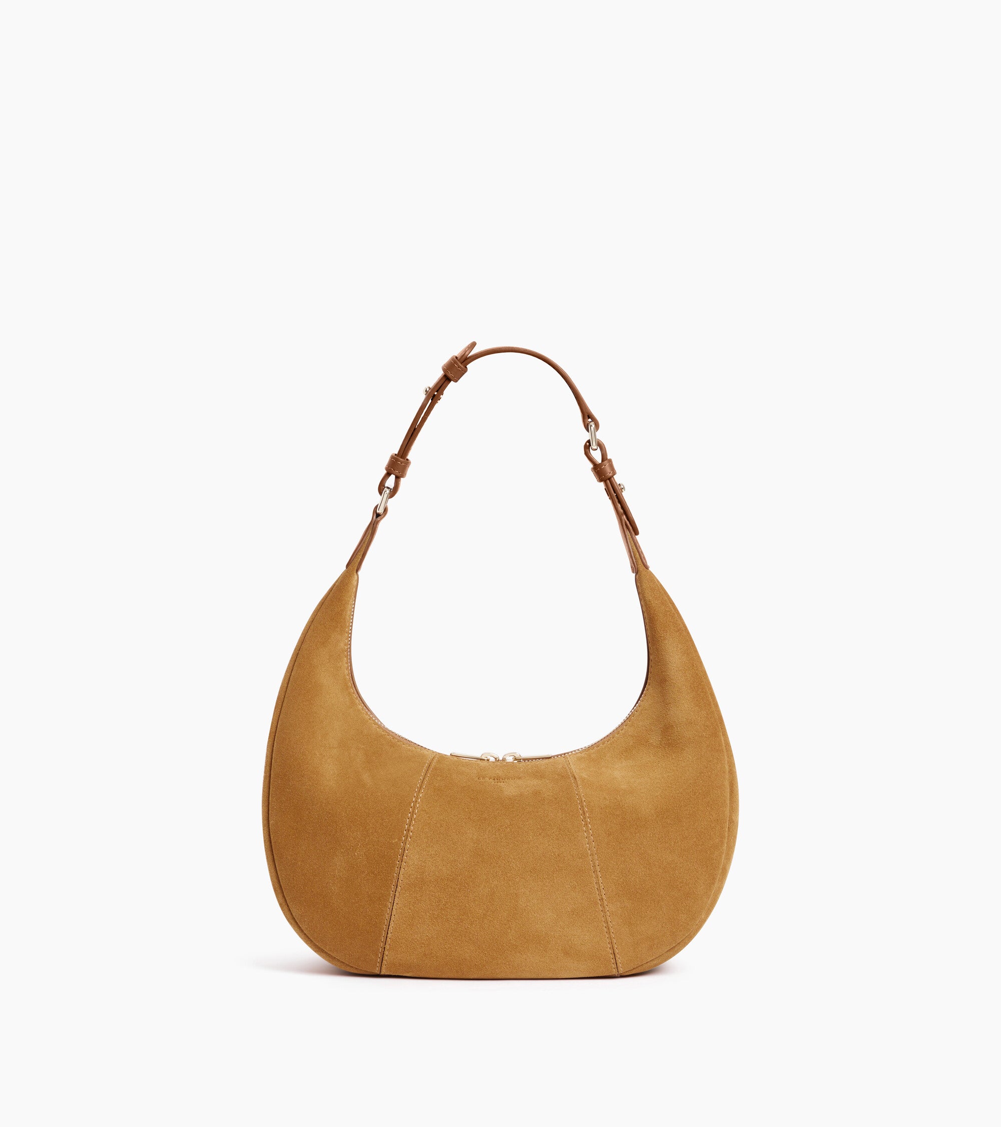Bolso hobo pequeño Juliette de piel serraje con acabado de terciopelo