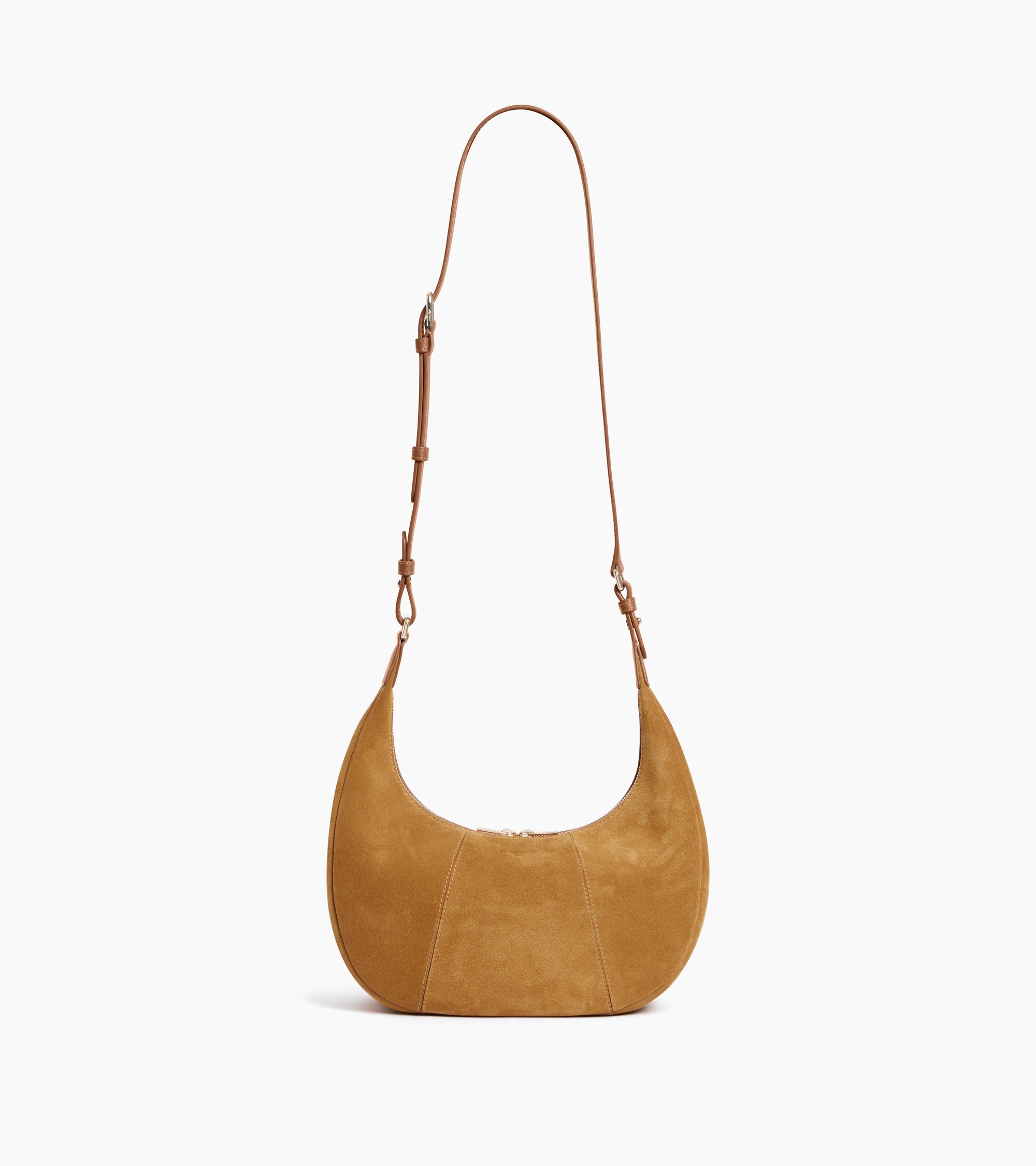 Bolso hobo pequeño Juliette de piel serraje con acabado de terciopelo