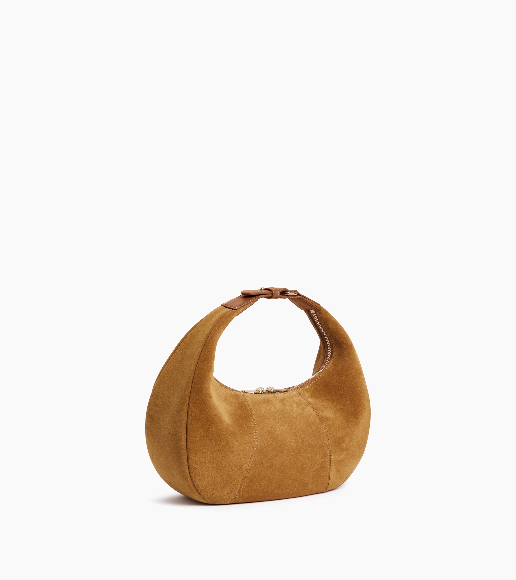 Bolso hobo pequeño Juliette de piel serraje con acabado de terciopelo