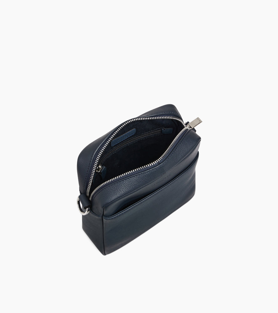 Pequeño bolso bandolera Max con cremallera en cuero granulado