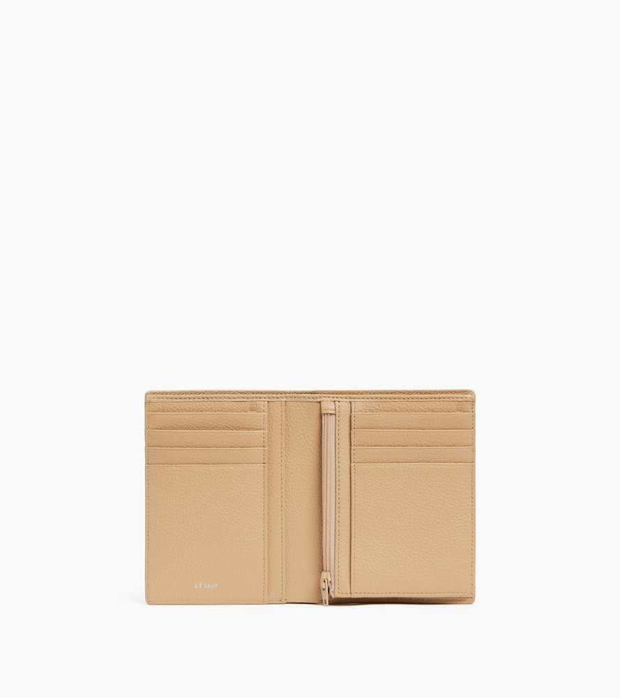 Cartera vertical con cremallera Emile de cuero granulado