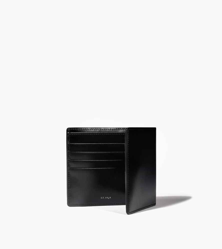 Emile smooth leather box-effect card holder with a pocket for banknotes