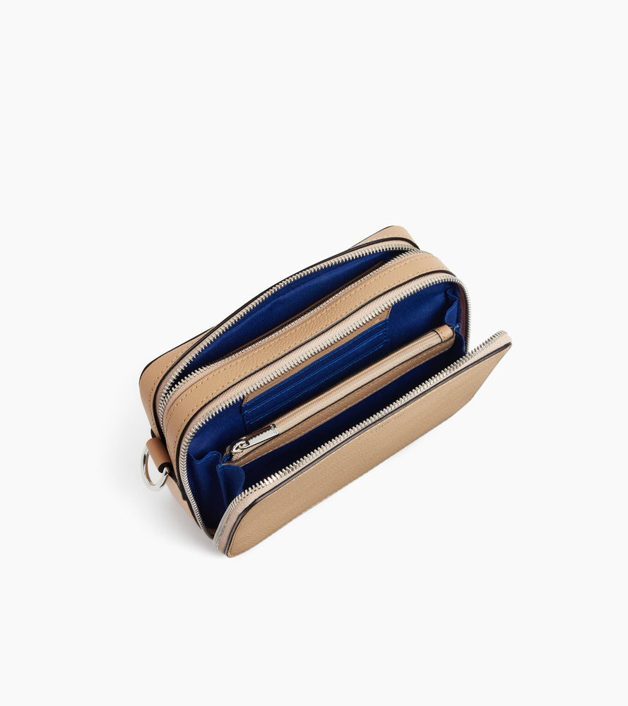 Pequeño bolso bandolera Emile con 2 compartimentos en cuero granulado