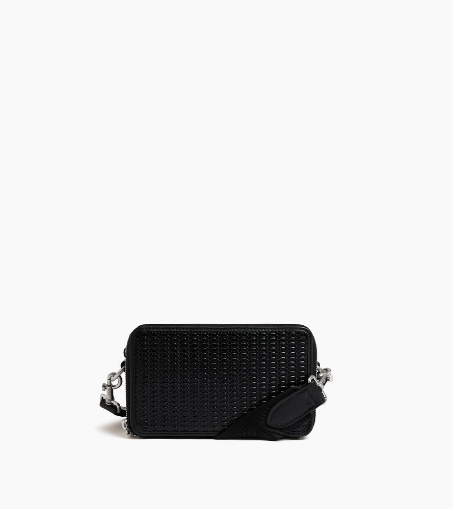 Pequeño bolso bandolera Emile con 2 compartimentos en cuero repujado y cuero liso