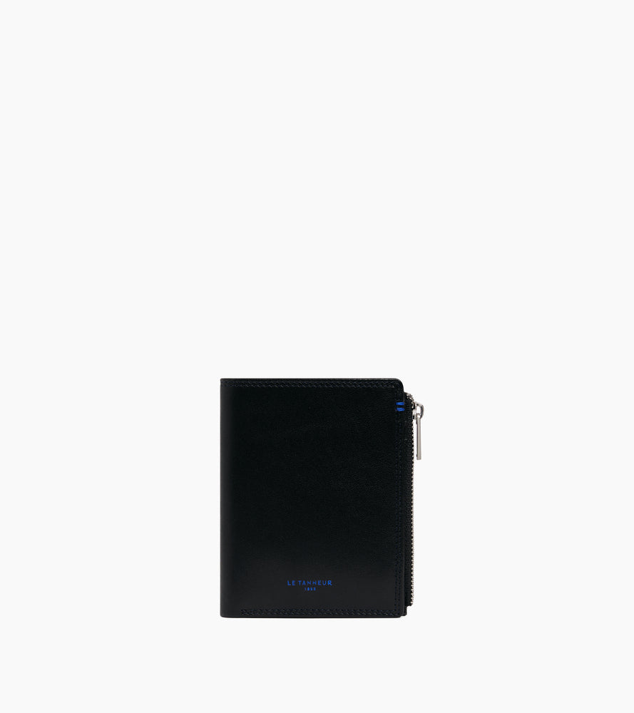 Portefeuille vertical zippé moyen modèle Martin en cuir lisse