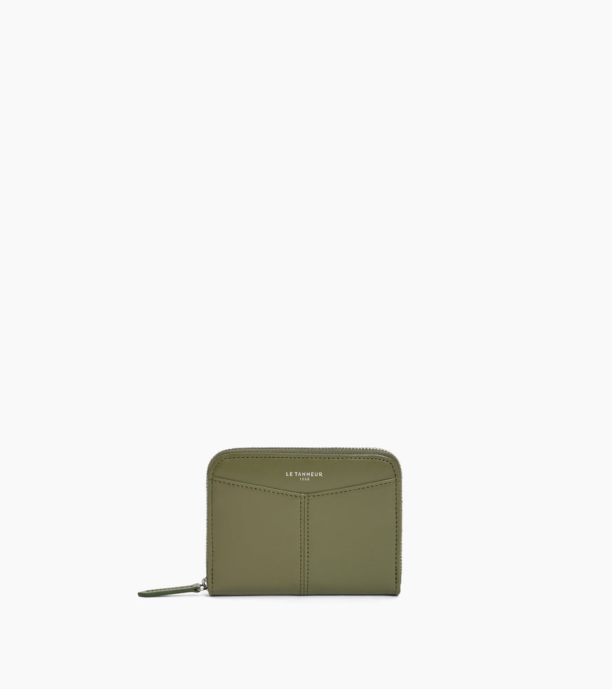 Charlotte zipped wallet with removable card holder in smooth leather