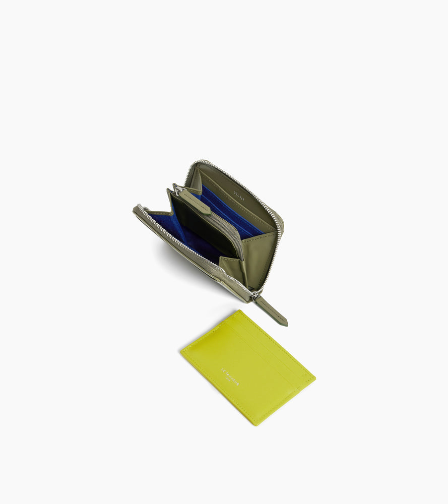 Charlotte zipped wallet with removable card holder in smooth leather