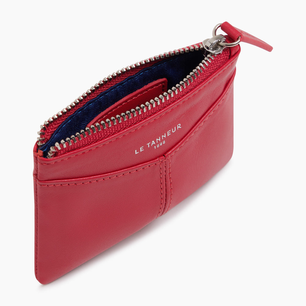 Porte monnaie zippé Charlotte en cuir lisse