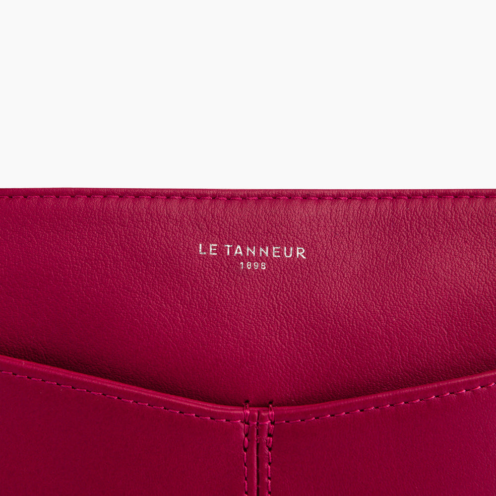 Pochette zippée avec bandoulière amovible Charlotte en cuir lisse