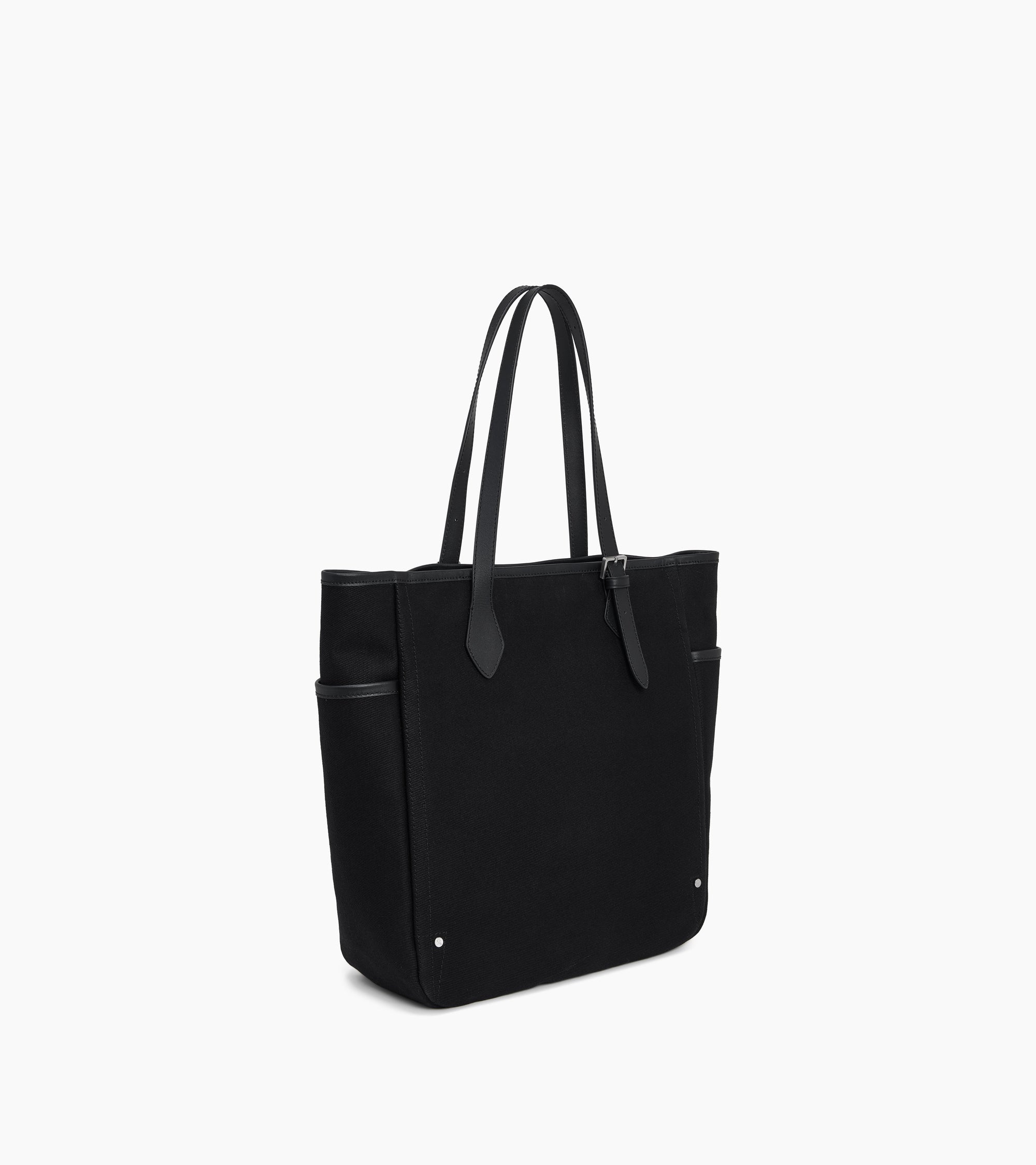 Solveig medium tote bag in cotton canvas and smooth leather