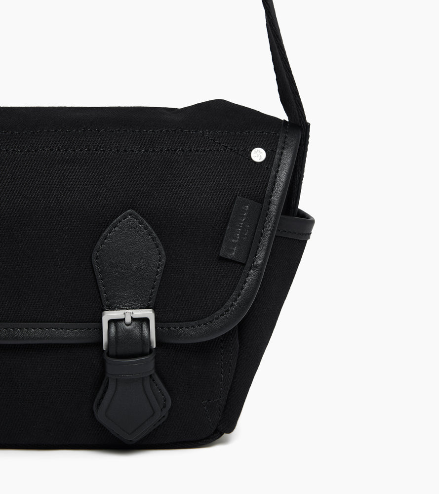 Petit sac bandoulière Solveig en toile coton et cuir lisse